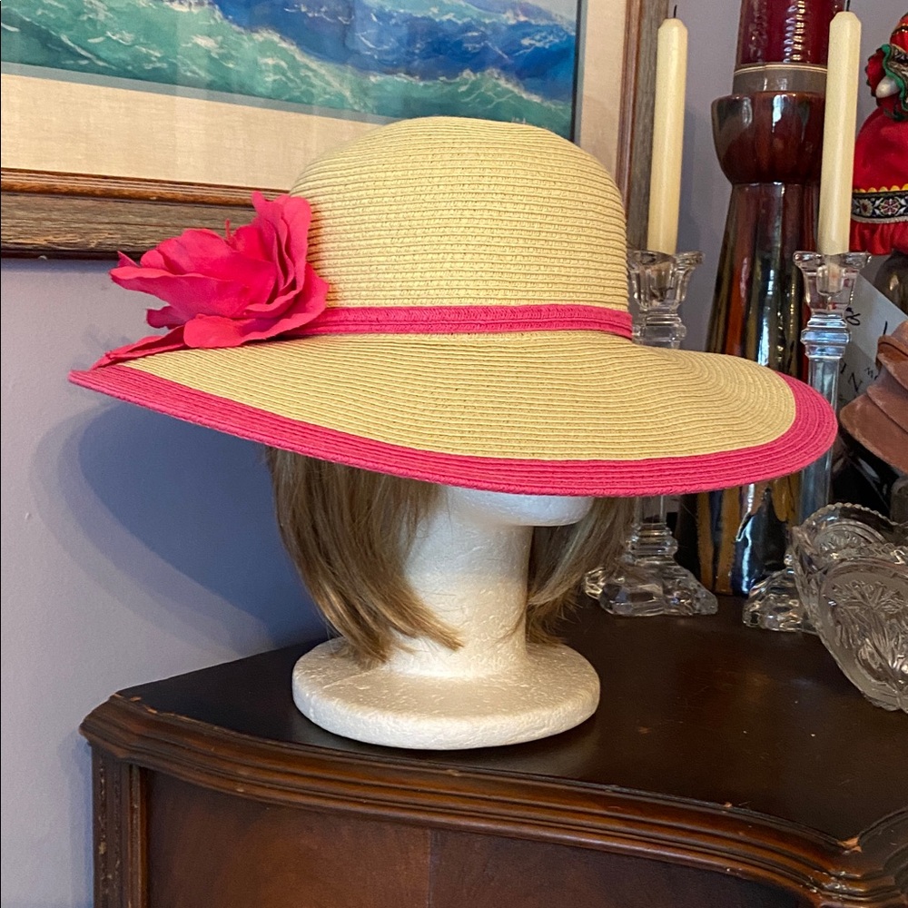 Cream pink color Old county road brand summer wide brim hat